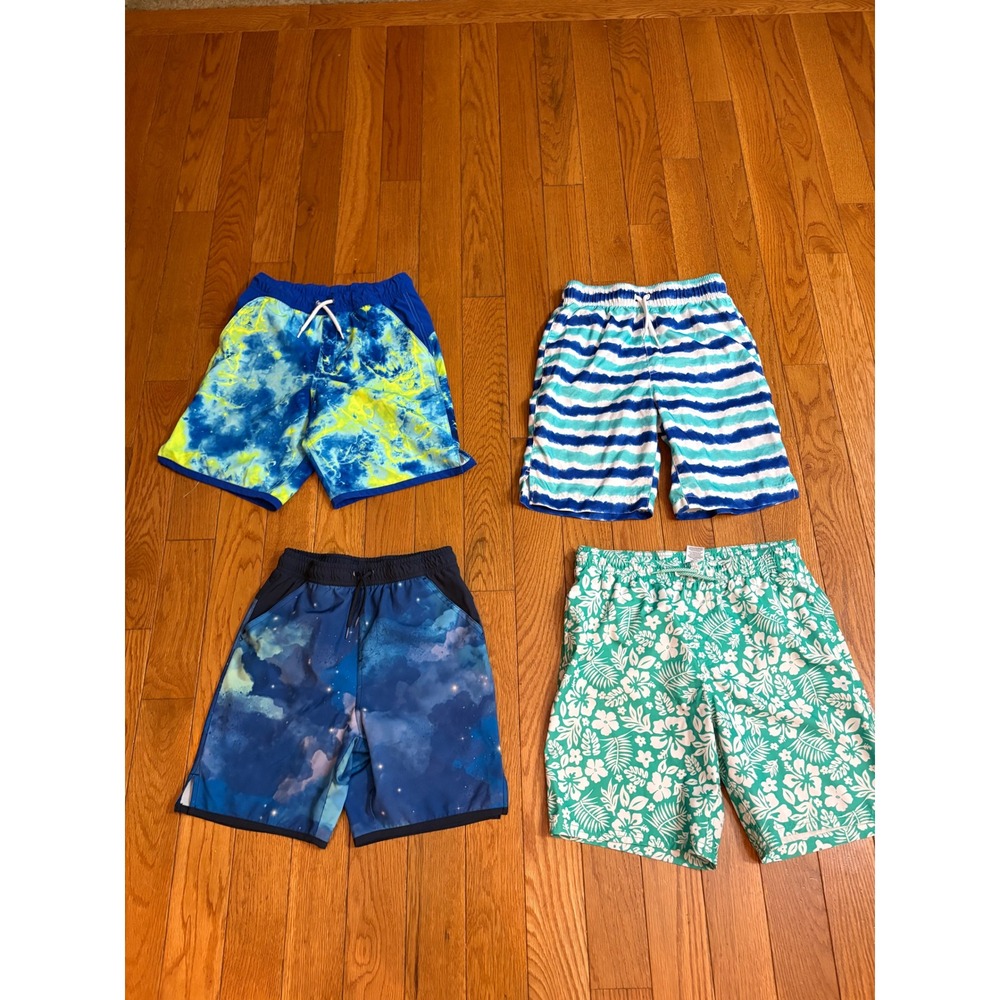 Bundle 4 Boys Swim Trunks Bundle Lands End Wonder Nation Spalding Large & XL